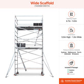 4.7m – 5.0m Wide Aluminium Mobile Scaffold Base Tower with 4 Outriggers